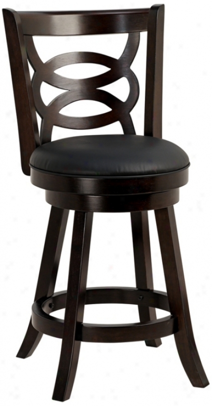 Oval Lattixe Mysterious Wood Faux Leather 24" Counter Stool (p5773)