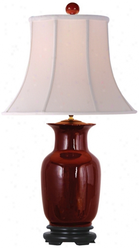 Oxblood Red Porcepain Tall Vase Table Lamp (g7094)