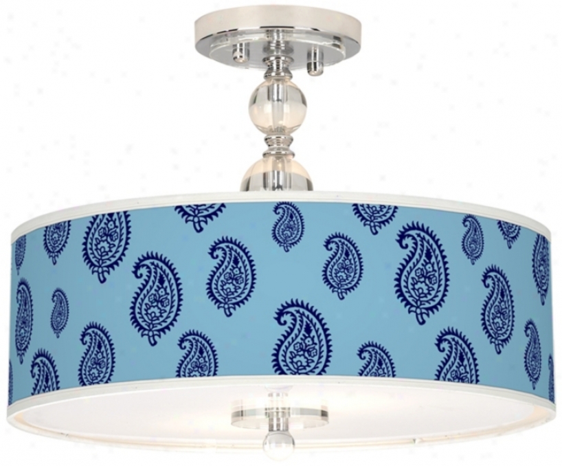 Paisley Rain Giclee 16" Wide Semi-flush Ceiling Light (n7956-t5797)