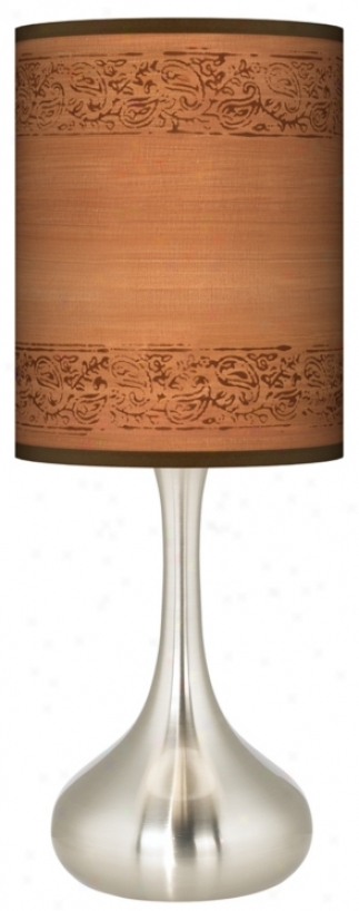 Paisley Trim Brushed Steel Kiss Table Lamp (k3334-y3843)