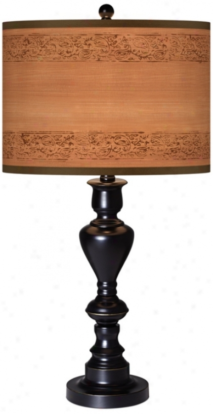 Paisley Trim Giclee Glow Black Bronze Table Lamp (x0022-x2962)