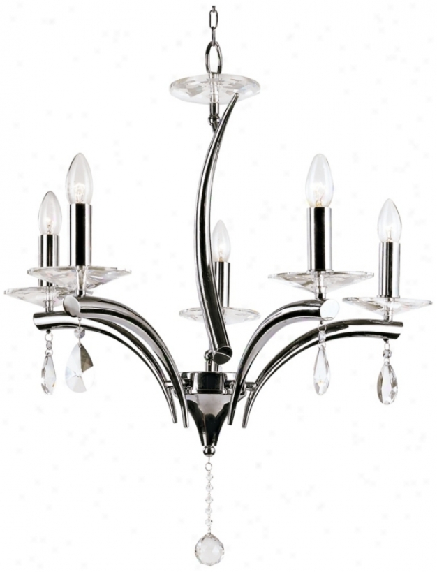 Palace Crystal 24 1/2" Remote 5-light Chrome Chandelier (x5018)