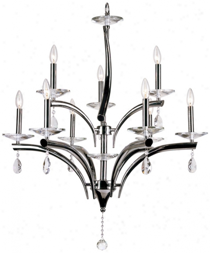 Palace Crystal 32" Remote 12-light Chrome Chandelier (x5314)