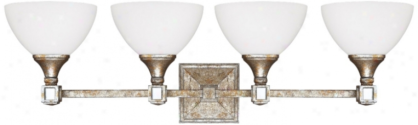 Palazzo 32 3/4quot; Wide Silver And Gold Leaf Vanity Light (x0260)