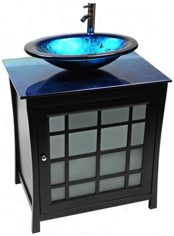 Panache Ocean Blue Glass Contemporary Vanity (r9133)