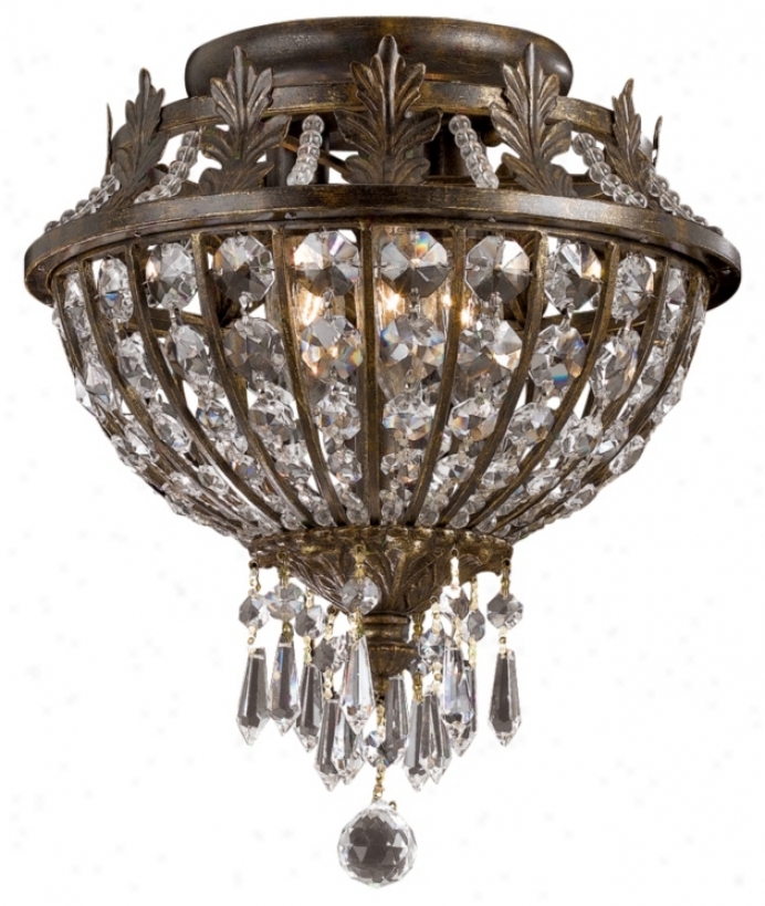 Paris Flea Market Iron And Crystal 11" Wide Ceiling Light (08292)