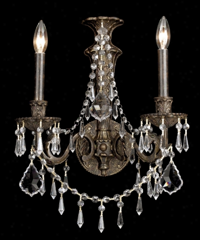 Parisian Iron And Crystal Pair Light Wall Sconce (29286)