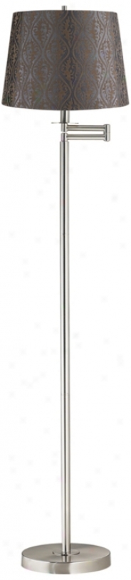 Pewter Gold Flocking Brushed Nickel Swing Arm Floor Lamp (42316-x0448)