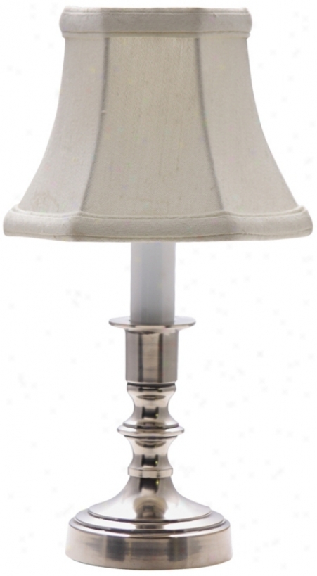 Pewter White Shade Candle Light Accent Lamp (j99041)