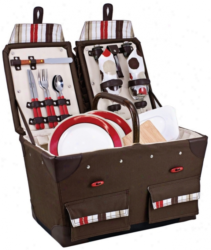 Picnic Time Moka Pioneer Canvas Picnic Basket Set (w7508)