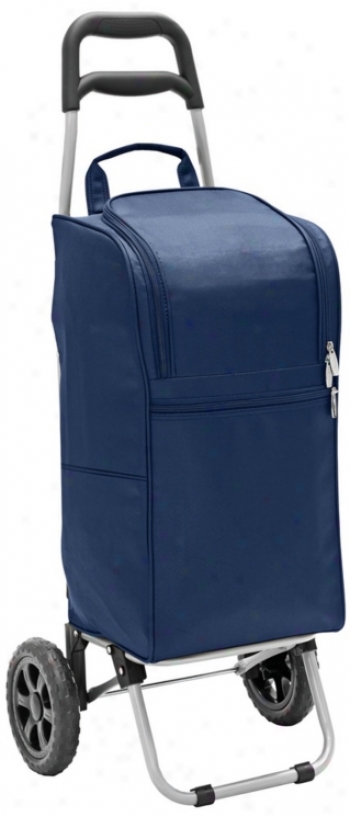 Picnic Time Navy Blue Insulatsd Cooler And Folding Cart (w8167)