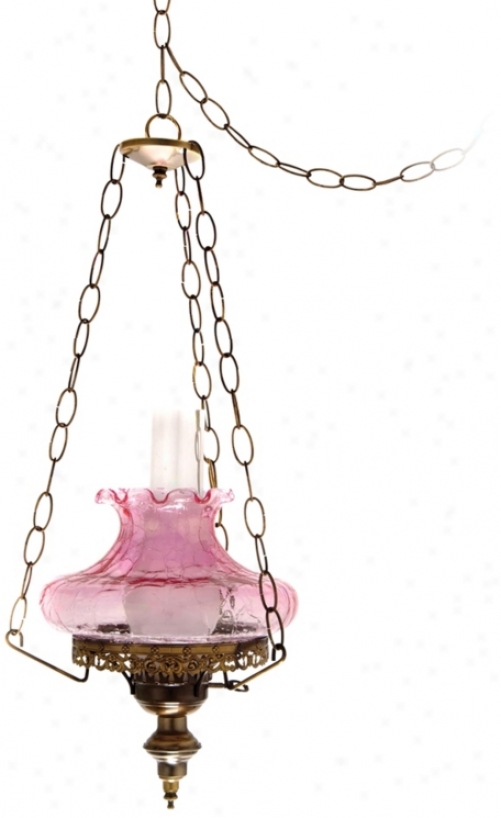 Pink Crackle Tamoshanta Plug-in Swag Chandelier (j7108)