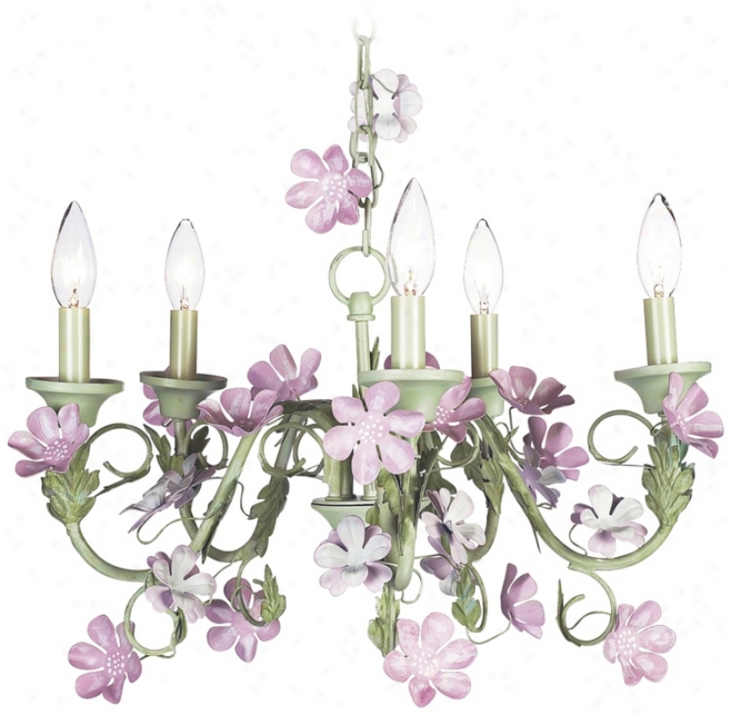 Minnow Flower sWith Green 5-light Chandelier (j7150)