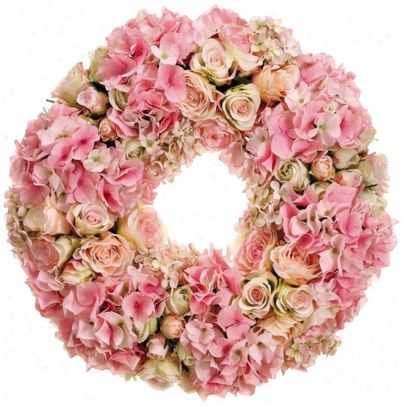 Pink Rose And Hydrangea Faux Silk Garland (w7623)