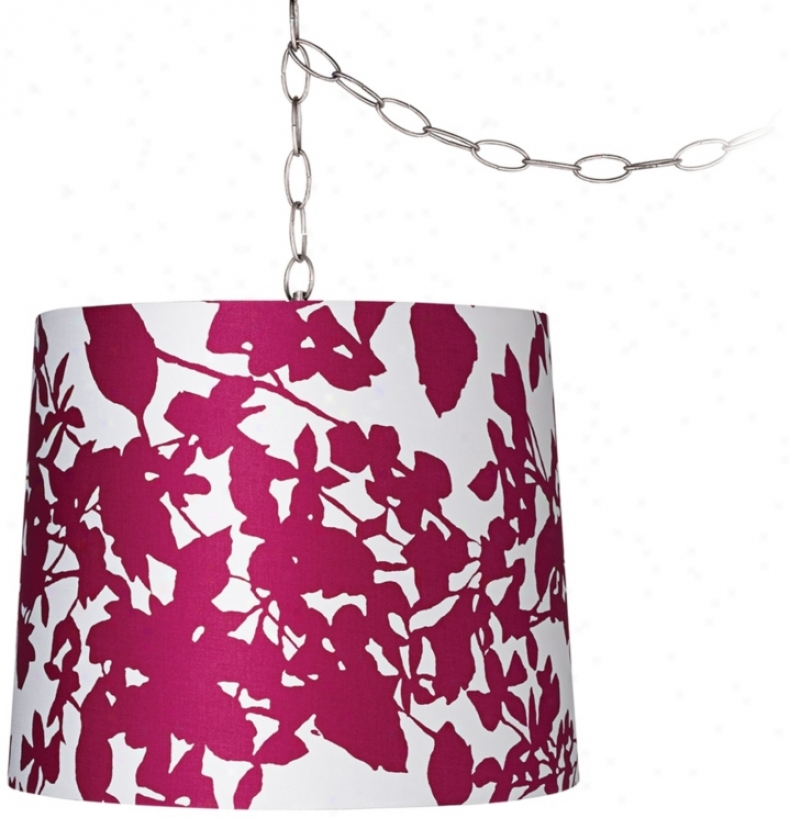 Plum Floral Silhouette 13 1/2" Brushed Steel Swag Chandelier (w2813-v4680)