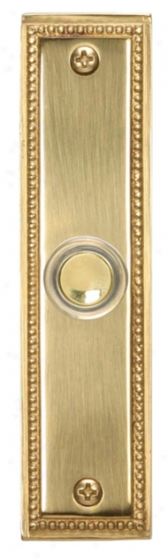 Polished Brass Beaded Rectangular Led Doorbell Button (k6237)