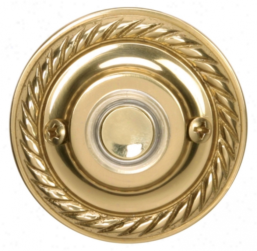 Polished Brsss Rope Trim Round Lighted Doorbell Button (k6246)