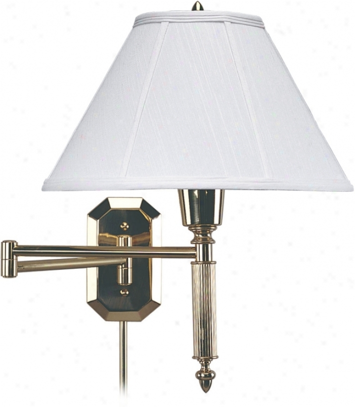 Polished Brass With Shade Oscillate Arm Plug-in  Wall Lamp (65922)