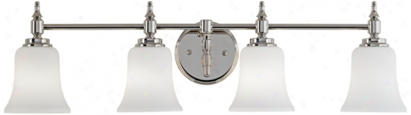 Polished Nickel And Etched Glass 31" Wjde Bath Light (u1755)