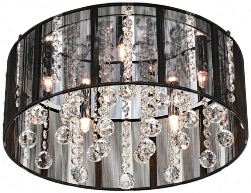 Possini Black Thread Crystal Halogen 15" Spacious Ceiling Light (h3262)