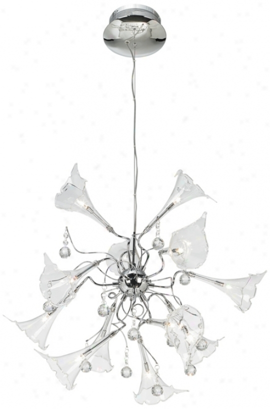 Poszini Clear Floral Art Glass 23" Wide Pendant Chandelier (p4733)