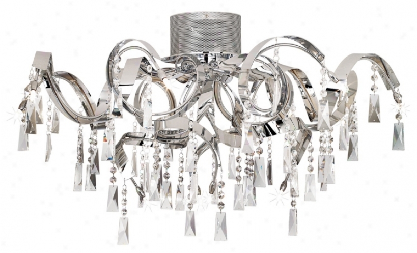 Possini Euro Chrome Curl Ribbon 34 1/4" Wide Ceiling Light (52314)