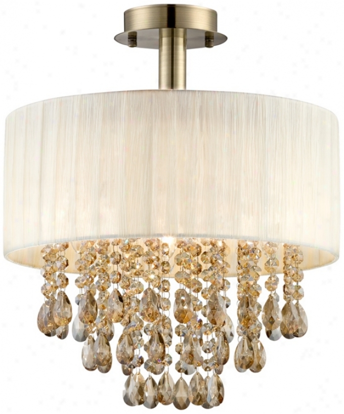 Possini Euro Cream 18" High Tea Crystal Ceiling Light (v5573)