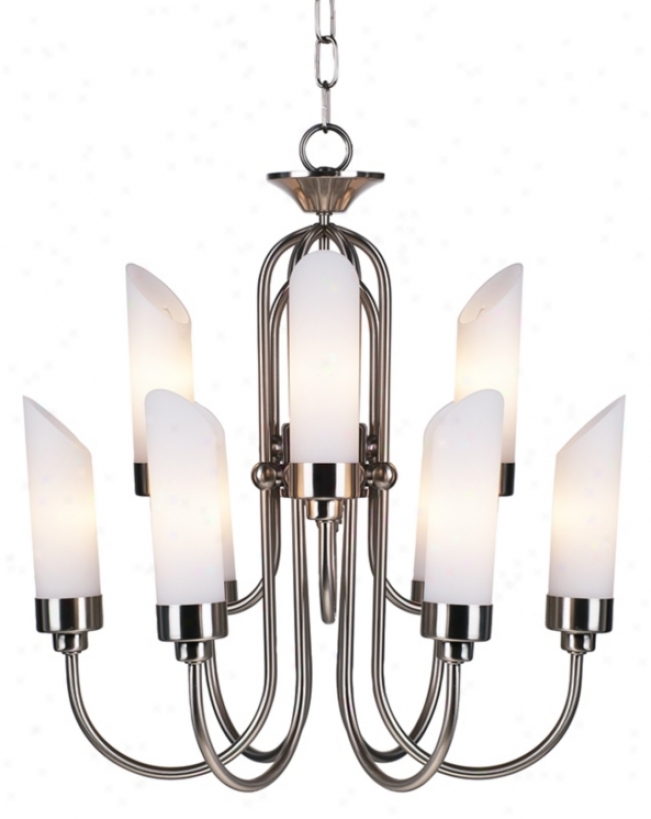 Possini Euro Design Brushed Steel And Opal Glass Chandelier (61864)