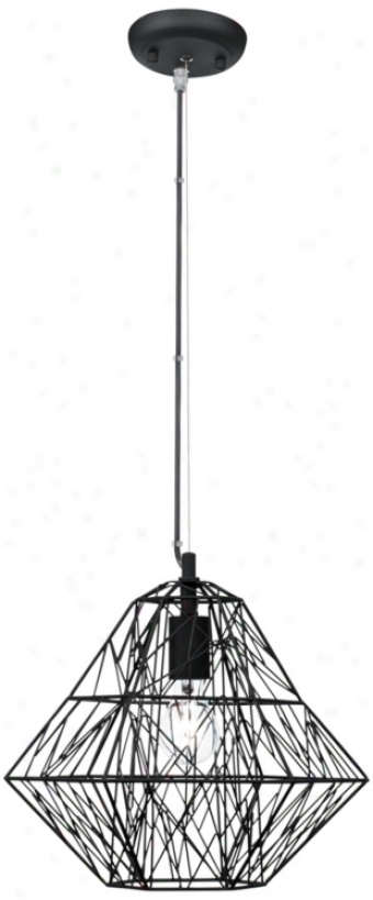 Possini Euro Diamond Cage 14" Wide Black Pendant Light (v8620)