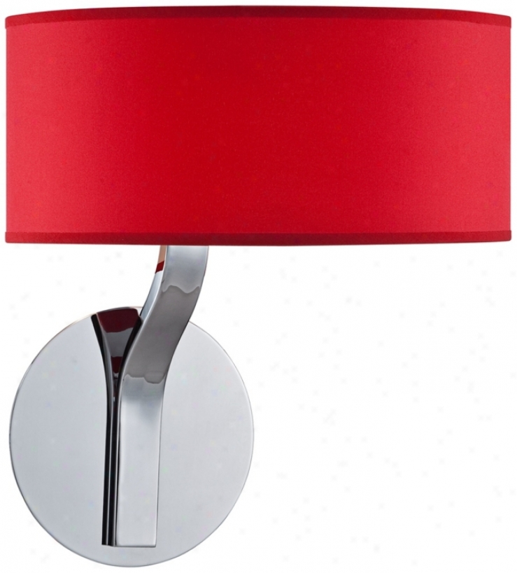 Possini Euro Red Drum Shade And Chrome Wall Sconce (t8969)