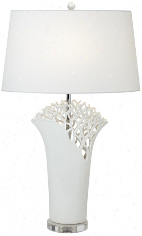 Poossini Euro White Coral Oval Shad eTable Lamp (u2825)