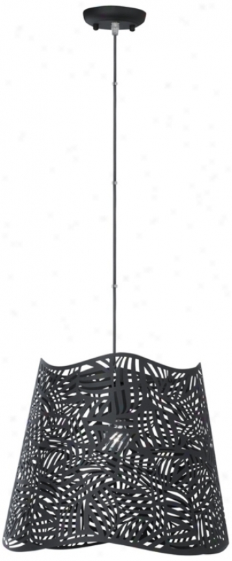 Possini Euro Wilmington 16" Wide Cut-out Black Pendant Light (v8442)