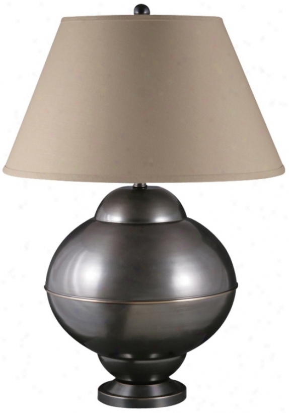 Pitts Oil-rubbed Bronze Khaki Shade Spun Metal Slab Lamp (u9224)