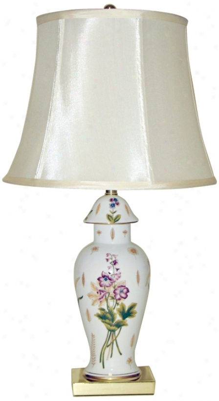 Purple Flower Hand-painted Porcelain Table Lamp (j1511)