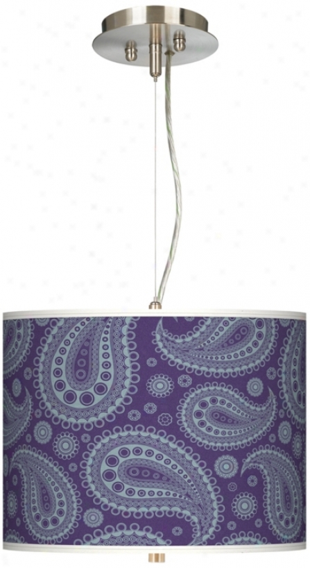 Purple Paisley Linen Giclee 13 1/2" Wide Pendant Chandelier (17374-t8050)