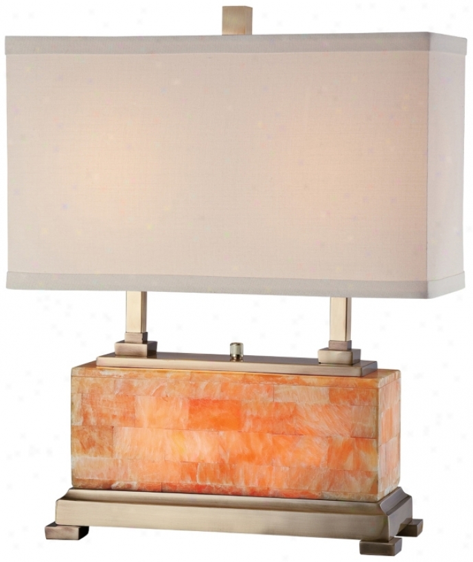 Quinn Marble Basewith Off-white Shade Nigt Light Table Lamp (u8346)