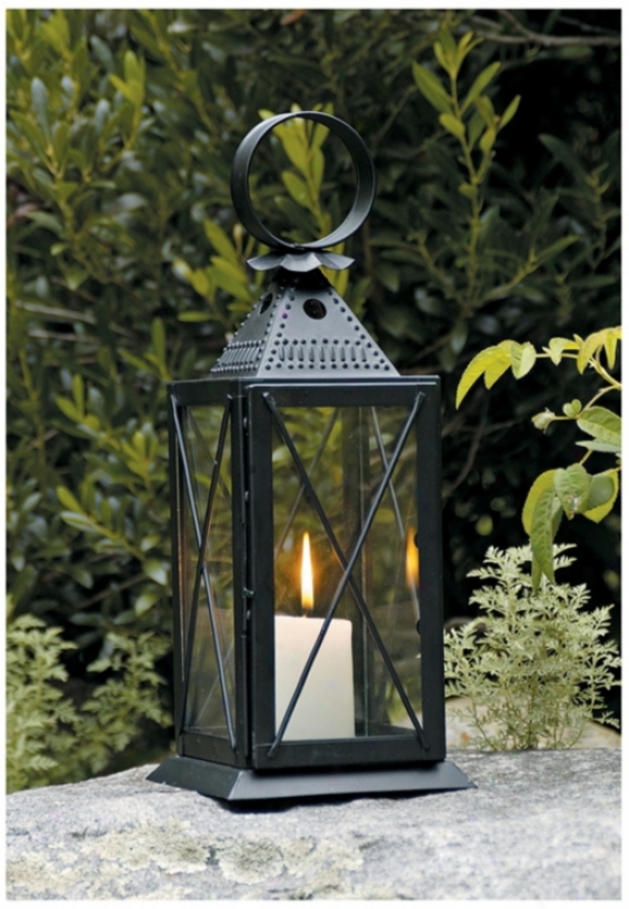 Raleigh Tavern Powder Coat Black Iron Lantern Candle Holder (u9833)