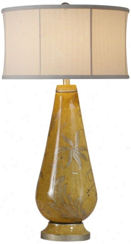 Raschella Hand-painted Yellow Mustard Porcelain Table Lamp (r4797)