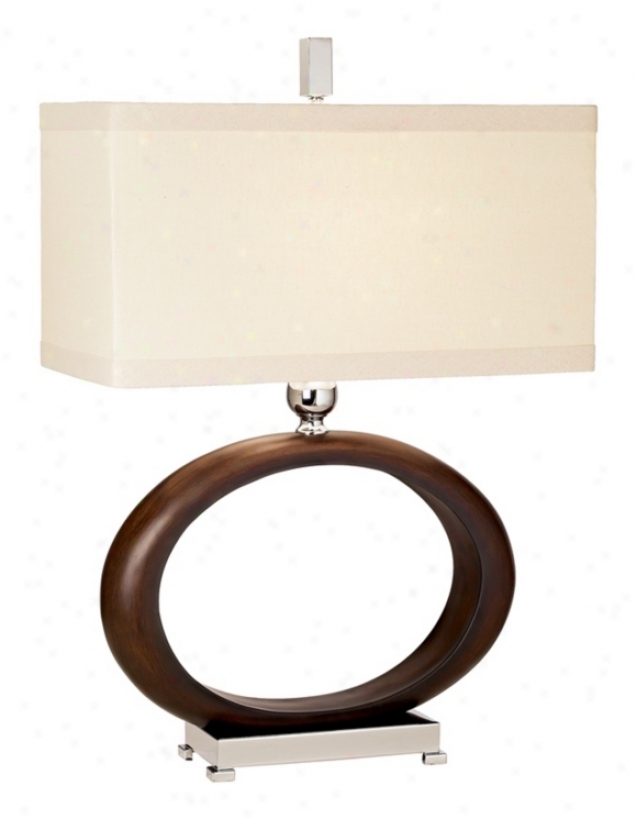 Raschella Walnut Finish Open Oval Table Lamp (10905)