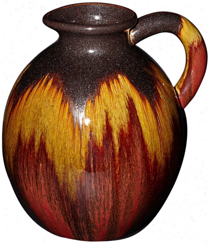 Red Canyon 11 3/4" High Glazed Ceramic Ptcher Vase (u3047)