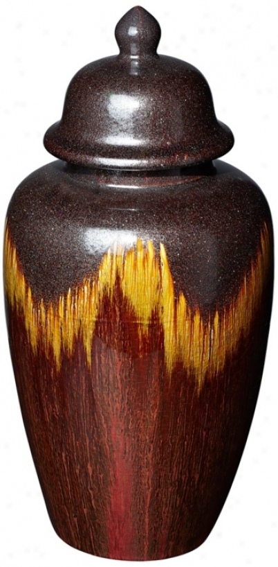 Red Canyon 16" Profoundly Glazed Ceramic Jar (u3048)