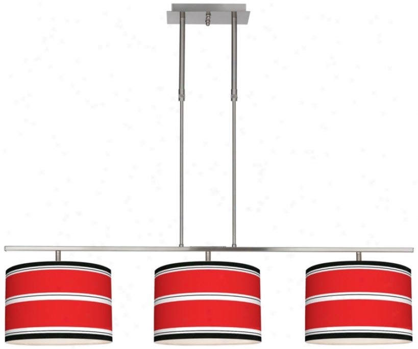 Red Stripes 46" Remote Bar Hanging 3 Drum Island Light (m3236-u4657)