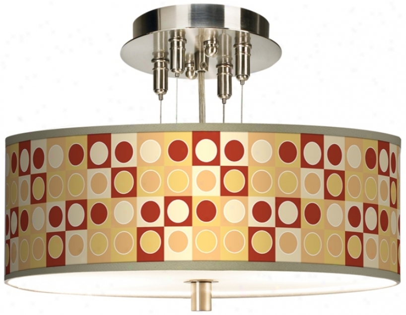 Retro Dotted Squares Giclee 14" Wide Ceiling Light (55369-k2075)