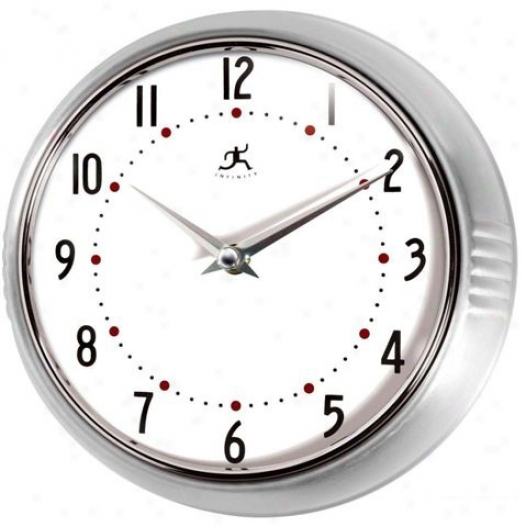 Retro Round Silver Finish Metal Wall Clock (g8750)