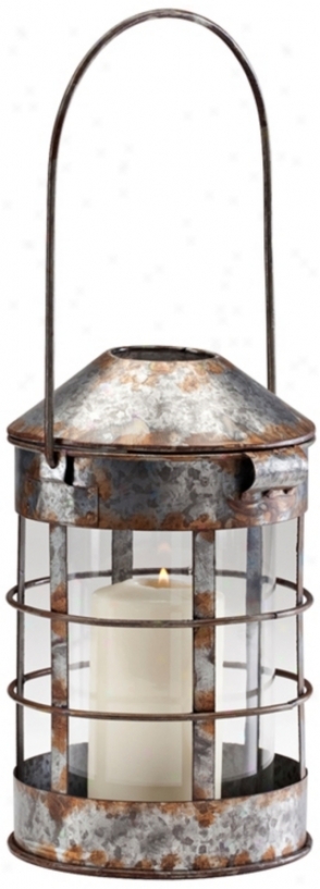 Rhett Rustic Iron Candle Lantern (v0563)