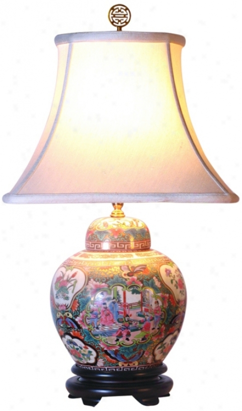 Rose Canton Porclain Melon Jar Table Lamp (g7086)