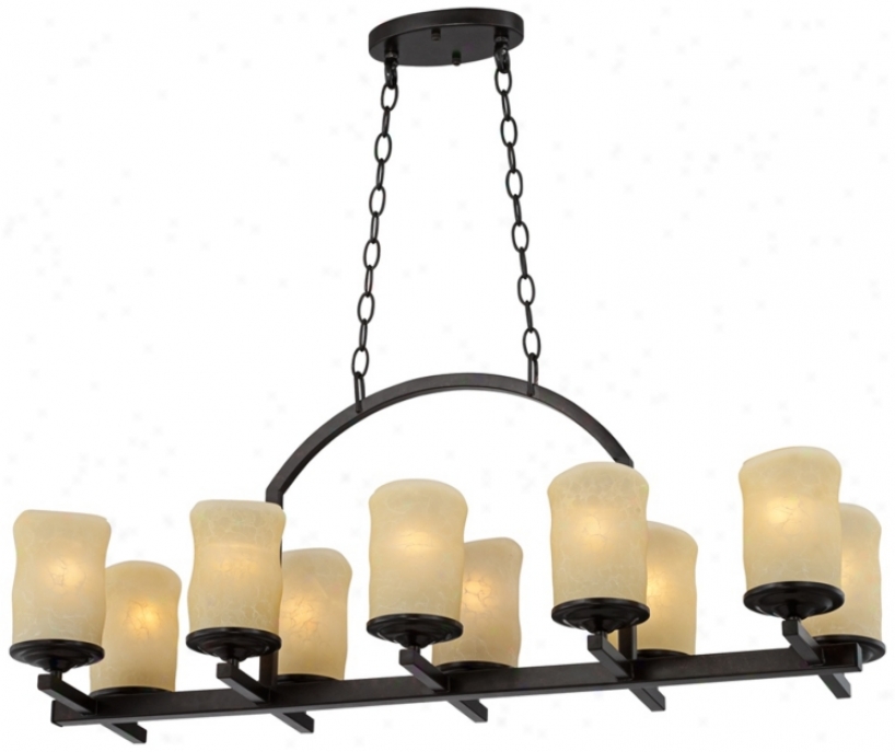 Rustic Candle Dark Bronnze 35" Wide Island Chandelier (t7089)