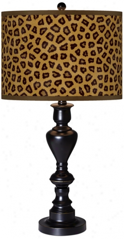 Saafari Cheetah Giclee Glow Black Bronze Table Lamp (x0022-x2961)