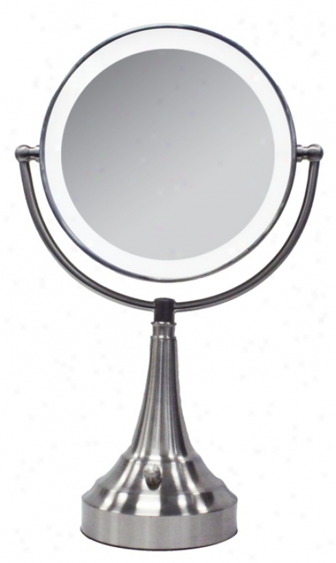 Satin Nickel Finish Led 18" High Round Vanity Mirror (r3060)