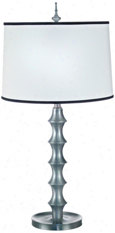 Satin Steel Finish Ridged Column Table Lamp (j6560)